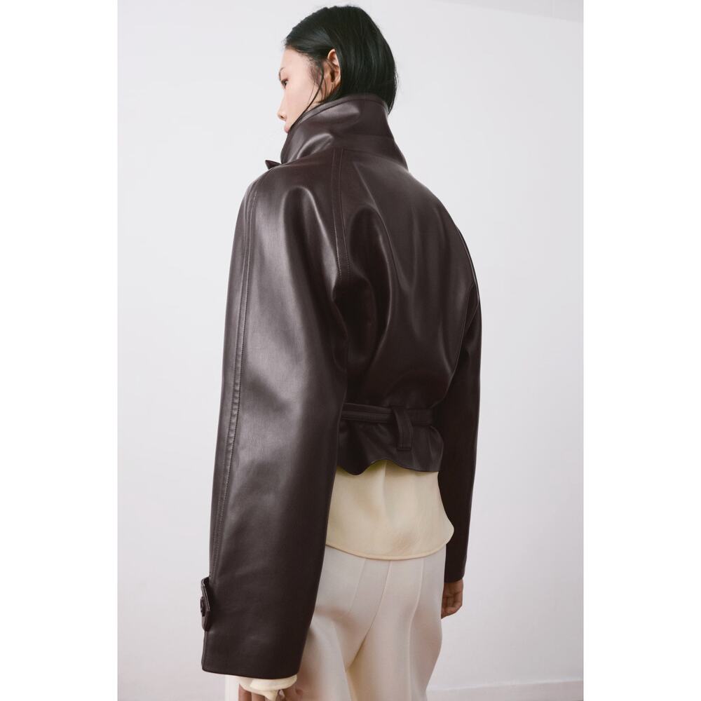 Mango Faux Leather Jacket Trench with Maxi Lapels size XS - Picture 2 of 7